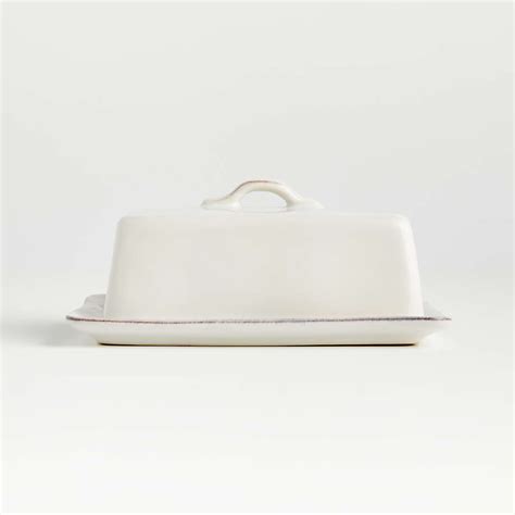 marin white covered butter dish reviews crate barrel