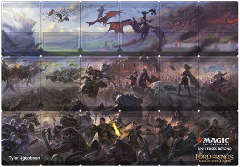 mtg lord   rings    card collage  minas tirith fight