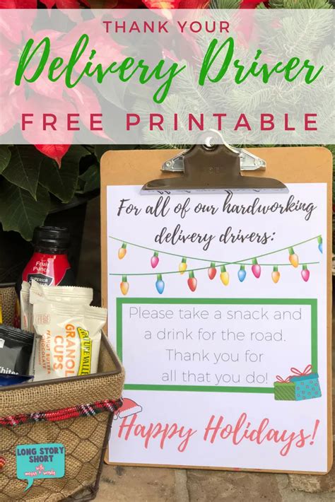 holiday delivery driver printable sign megan  wendy snack