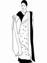 Saree Bengali sketch template