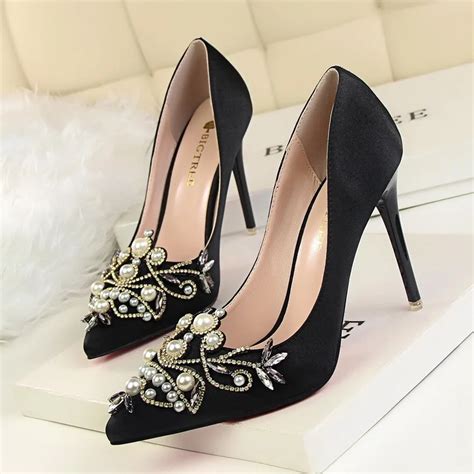 Women Sexy Party Shoes Vintage 10cm High Heels Shoes Elegant Pointed