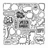 Doodle Speech Coloring Premium Bubble Drawn Hand Vector sketch template