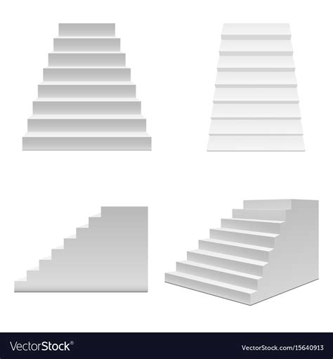 realistic template blank white staircase  stairs