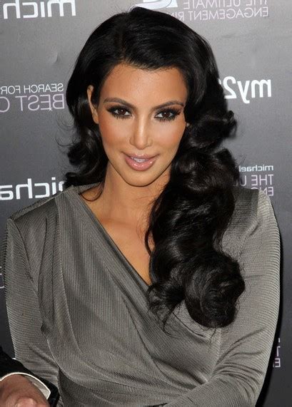 kim kardashian long black retro hairstyle hairstyles weekly