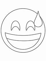Emoji Sweating Smiley Everfreecoloring sketch template
