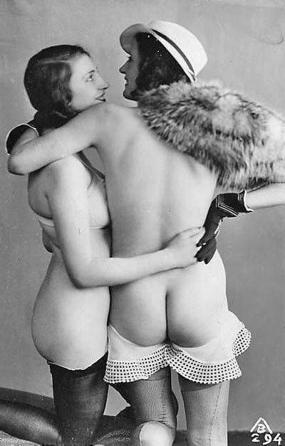 vintage erotica a vintage classic lesbian fur hat gloves lipstick stockings ass seams image