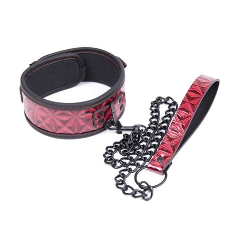 red leather bdsm fetish bondage sex collar and leash adult game collars