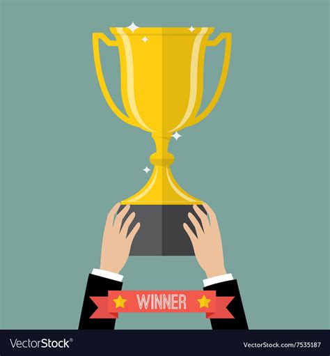 hand holding   winning trophy royalty  vector image