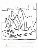 Sydney Opera Coloring House Worksheet Pages Worksheets Australia Bridge Harbour Education Drawing Colouring Australian Designlooter Grade First Landmarks Color Studies sketch template