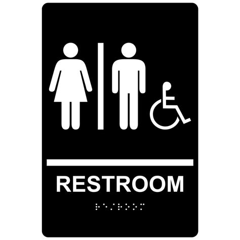 restroom  symbol braille sign rre whtonblk restrooms