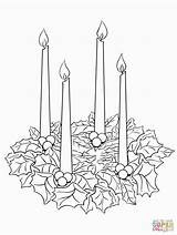 Advent Coloring Wreath Pages Uteer Candles sketch template