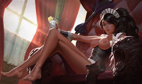french maid nidalee barefoot and breasts out as requested hot porn