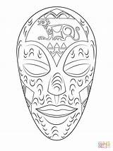 Mask Coloring Designlooter African Wooden sketch template