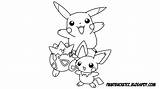 Pikachu Togepi Pichu Coloring Pokemon Clip Pages Printable sketch template