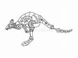 Vector Kangaroo Steampunk Coloring Book Style Illustration Preview sketch template