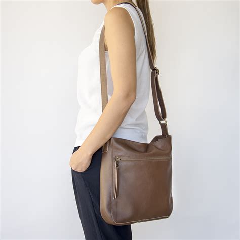 brown leather crossbody bag   pocket laroll bags