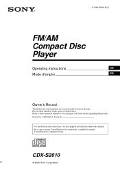 sony cdx  fmam compact disc player manual