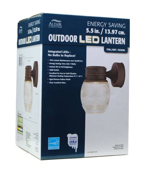 altair lighting outdoor led lantern  kelvin led mini  aged bronze patina finish al