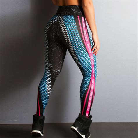 Multicolor Stripe Print Women High Waist Leggings Sexy Push Up Fitness