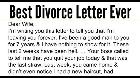divorce letter  youtube
