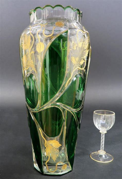 19th C Cut Crystal Enameled Moser Vase