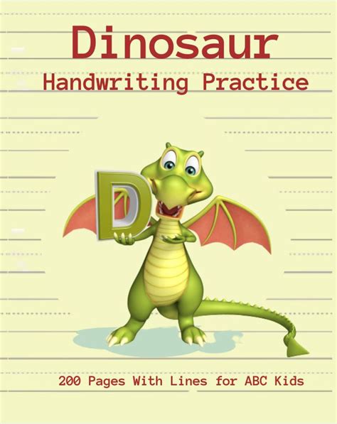 dinosaur handwriting practice paper  blank pages  dotted lines
