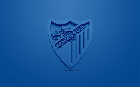 wallpapers malaga cf creative  logo blue background  emblem spanish football