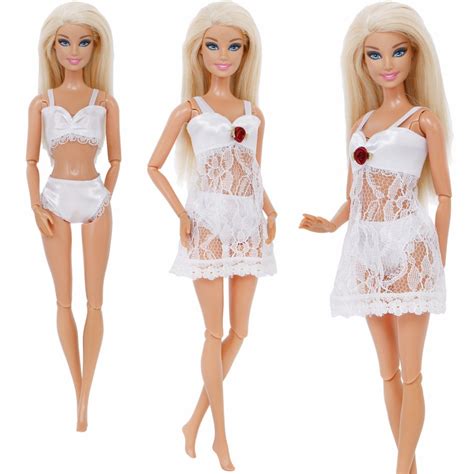 free shipping white sexy pajamas lingerie lace costumes bra underwear clothes for barbie