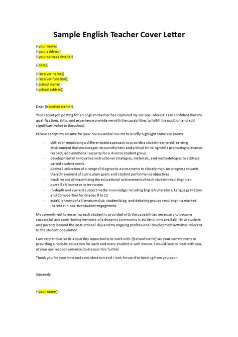 cover letter english