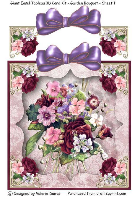 garden bouquet  kit  card toppers embelies decoupage paper easel cards napkin