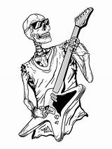 Skeleton Rock Guitar Skull Vector Star Premium Illustration Drawn Hand sketch template