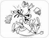 Goofy Coloring Pages Disneyclips Slipping Carrying While Books Funstuff sketch template
