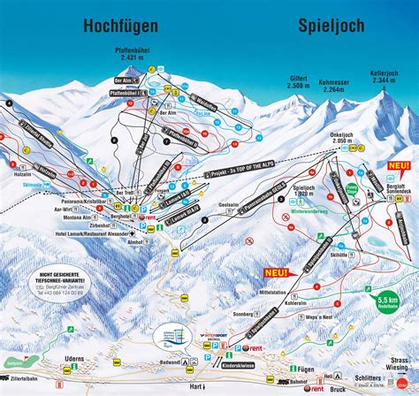 pistekaart hochzillertal hochfuegen oostenrijk