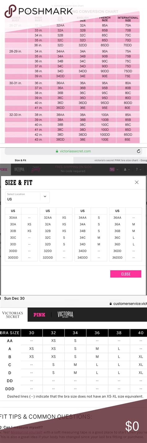 Victorias Secret Andpink Size Charts Please Observe 🎀💕size Charts For