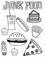 Junk Unhealthy Colouring sketch template