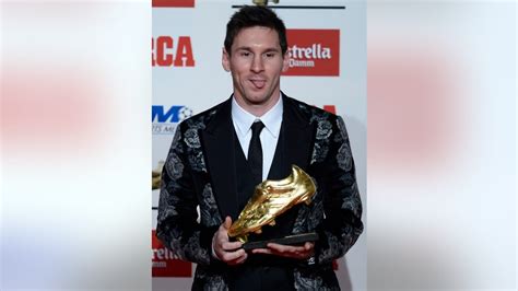 barcelona forward lionel messi receives record 3rd golden boot as