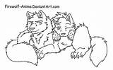 Wolf Anime Firewolf Deviantart Line Lineart Coloring Pages Cuddle Wolves Furry Drawing Family Cuddling Pack Couple Couples Chibi Drawings Getdrawings sketch template