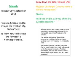 writing  tabloid article teaching resources