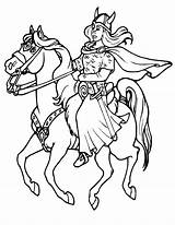 Viking Coloring Pages Horse Woman Warrior Colouring Drawing Printable Color Gods Cliparts Clipart Kids Horseback Printables Adults Horses Print War sketch template