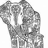 Mandala Olifant Afdrukken Elephants Olifanten Coloringhome Doodle Afrikaanse Greenorc sketch template