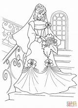 Wedding Coloring Pages Barbie Dress Supercoloring Princess Easy Her sketch template