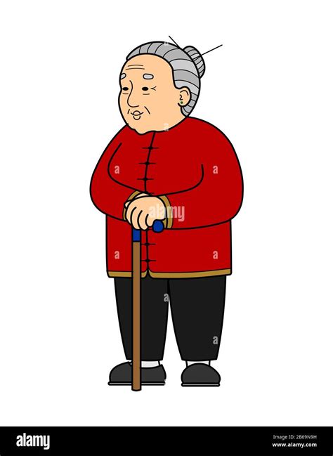 imagen vectorial de una vieja mujer asiática china coreana mongola y