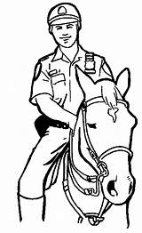 Coloring Police Pages Coloring4free Kids Riding Horse Policeman York Badge Nypd Horseback Community Helpers Template sketch template
