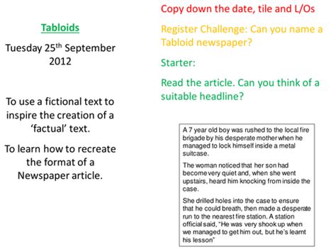 writing  tabloid article teaching resources