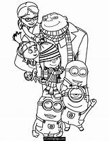 Coloring Gru Minions Pages Despicable Daughters Kids sketch template