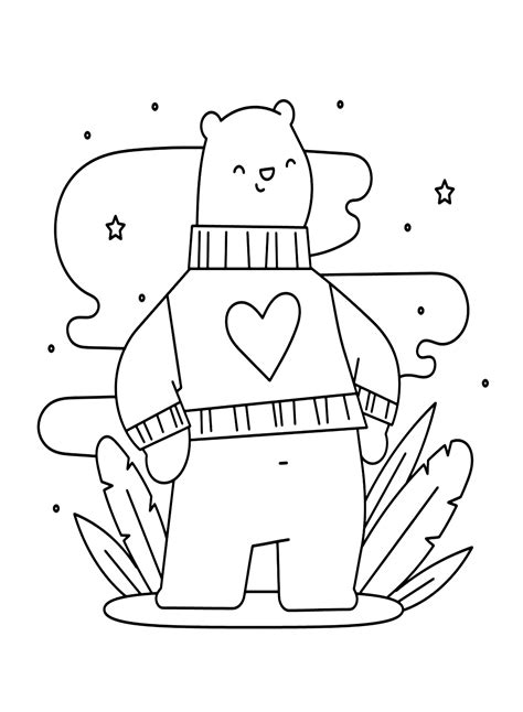 bear  winter coloring page  printable coloring pages