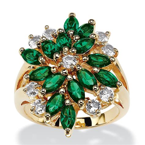palmbeach jewelry marquise cut emerald green crystal cluster cocktail