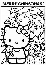 Kitty Coloring Hello Christmas Pages Printable Print Sheets Kids Activity Books Merry sketch template