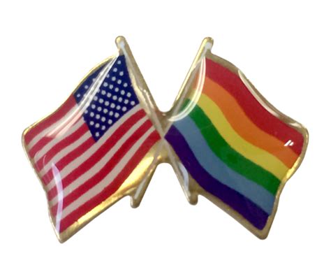 Pride Lapel Pin Double Waving Flag W Usa Gay Pride Flags