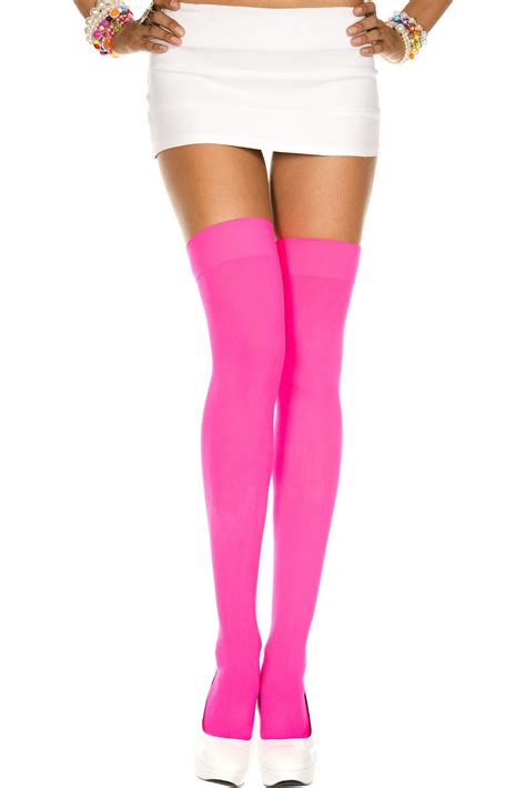 Adult Hot Pink Opaque Thigh Highs 6 99 The Costume Land
